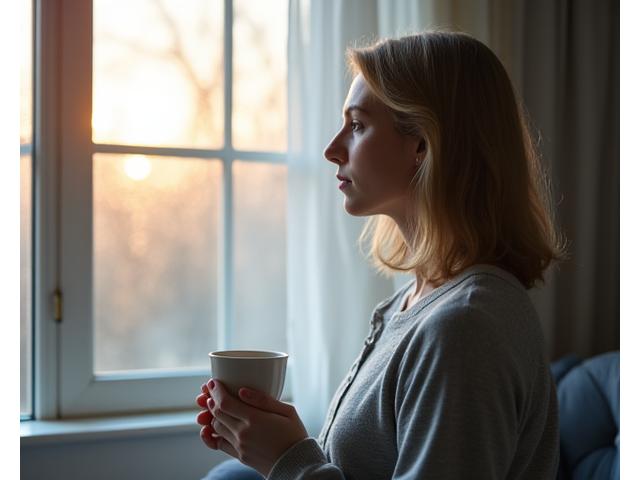 Persona reflexionando mirando por la ventana, simbolizando las secuelas emocionales de la pandemia y la búsqueda de esperanza.