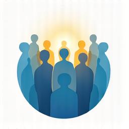 Icono de comunidad de apoyo con personas conectadas