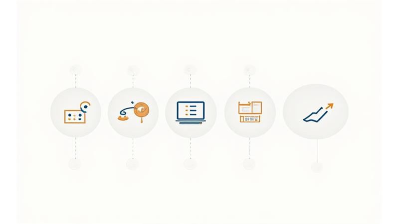 Diagrama de flujo simple del proceso de consulta psicológica virtual, mostrando los 4 pasos: Agendar, Preparar, Sesión y Seguimiento.