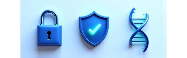 Colección de iconos de seguridad y certificaciones como HIPAA, certificado SSL, y un candado, simbolizando la protección de datos y la confidencialidad en Lava Lumen.