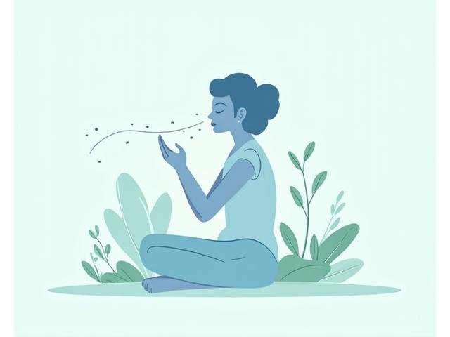 Ilustración de una persona respirando profundamente en calma, representando la categoría de manejo de ansiedad.