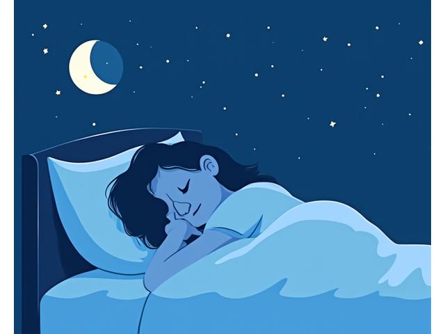 Ilustración de una persona durmiendo plácidamente bajo un cielo estrellado, representando la categoría de mejora del sueño.