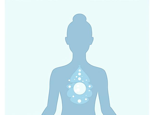 Persona meditando con burbujas de respiración ilustradas